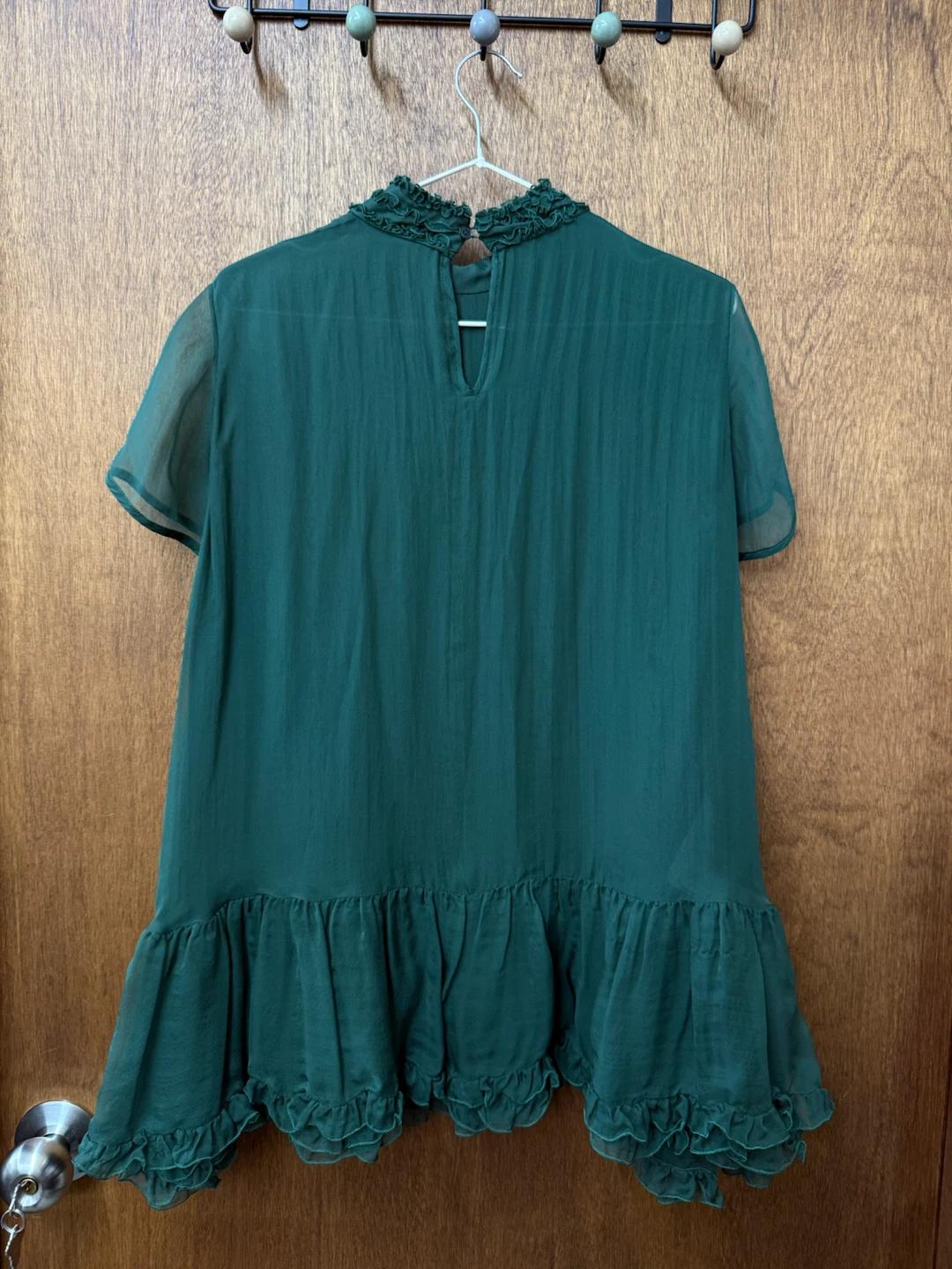 (정품) ROCHAS 딥그린 시스루 프릴 블라우스 5