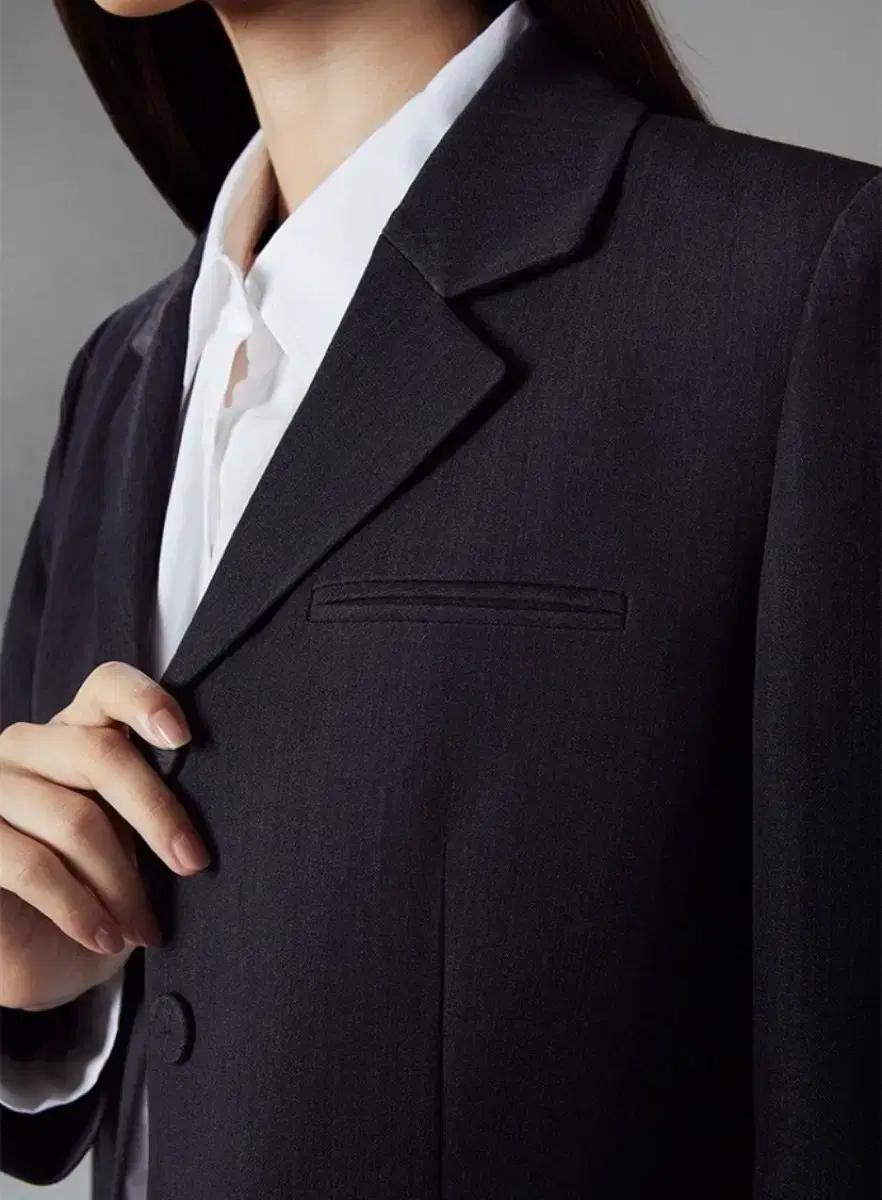 미쏘 테일러드 크롭 자켓 DARK GRAY 6