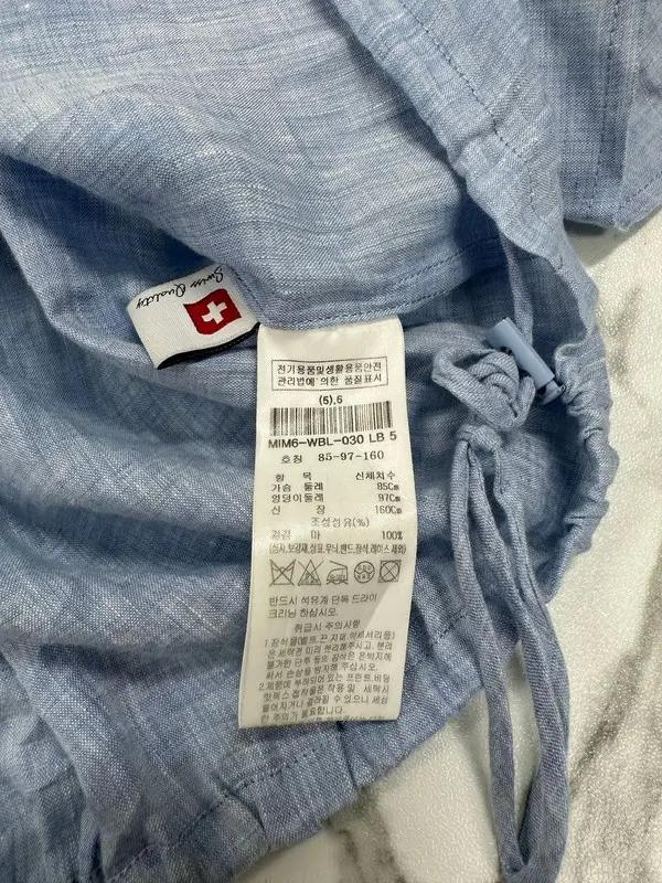 미샤 블루 스위스 원단 린넨 블라우스 8