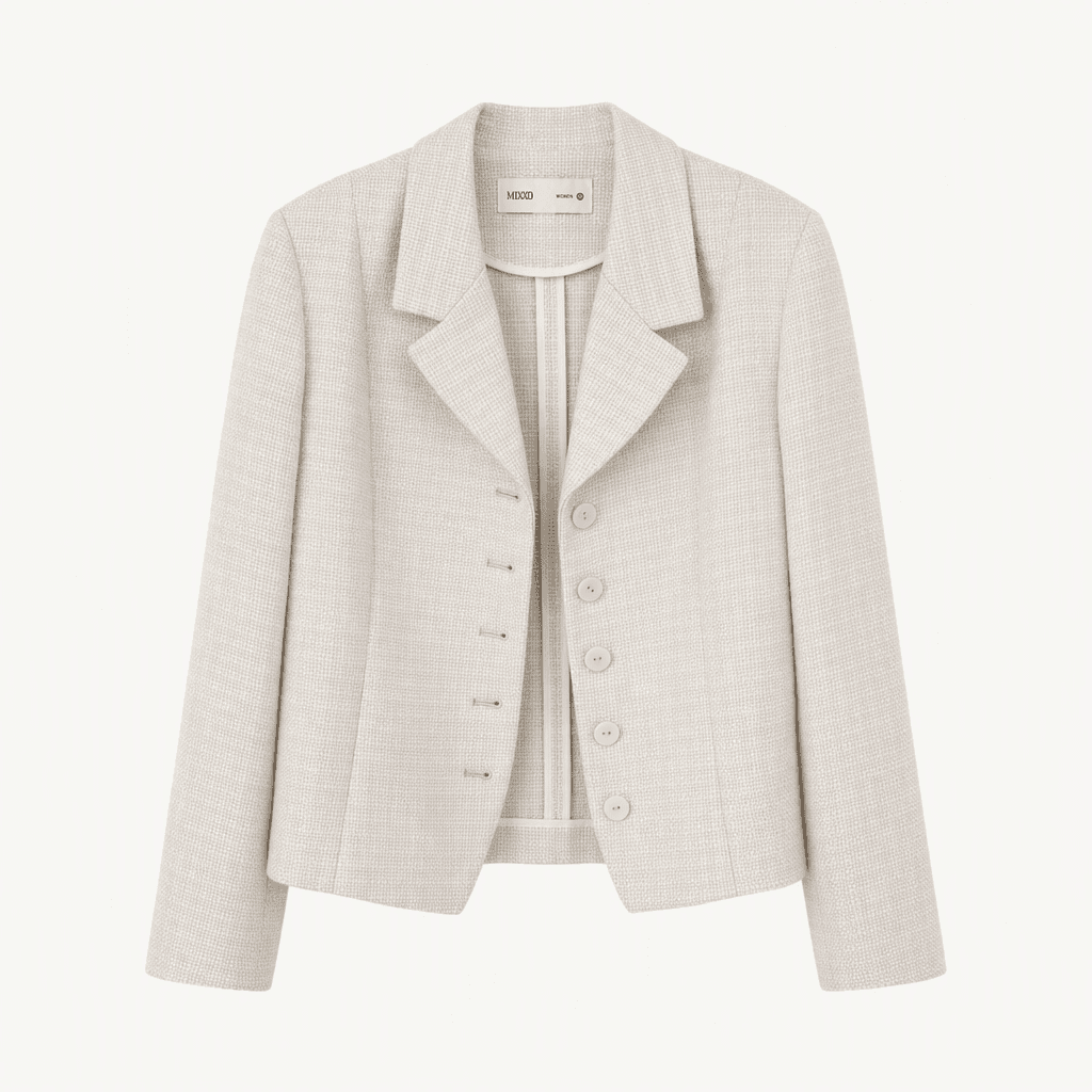 미쏘(MIXXO) 아이보리 트위드 자켓 (M사이즈)