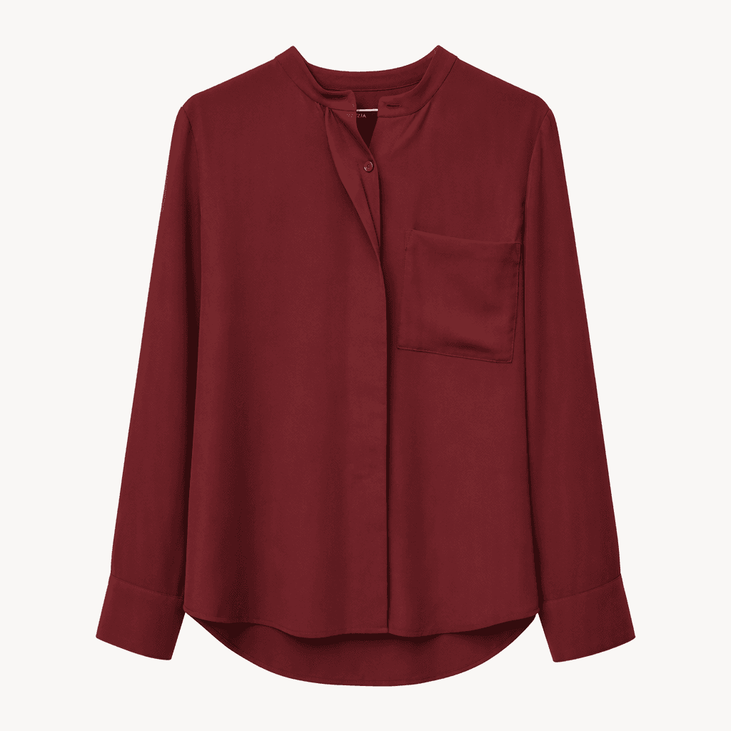 쏠레지아 와인 컬러 포켓 블라우스