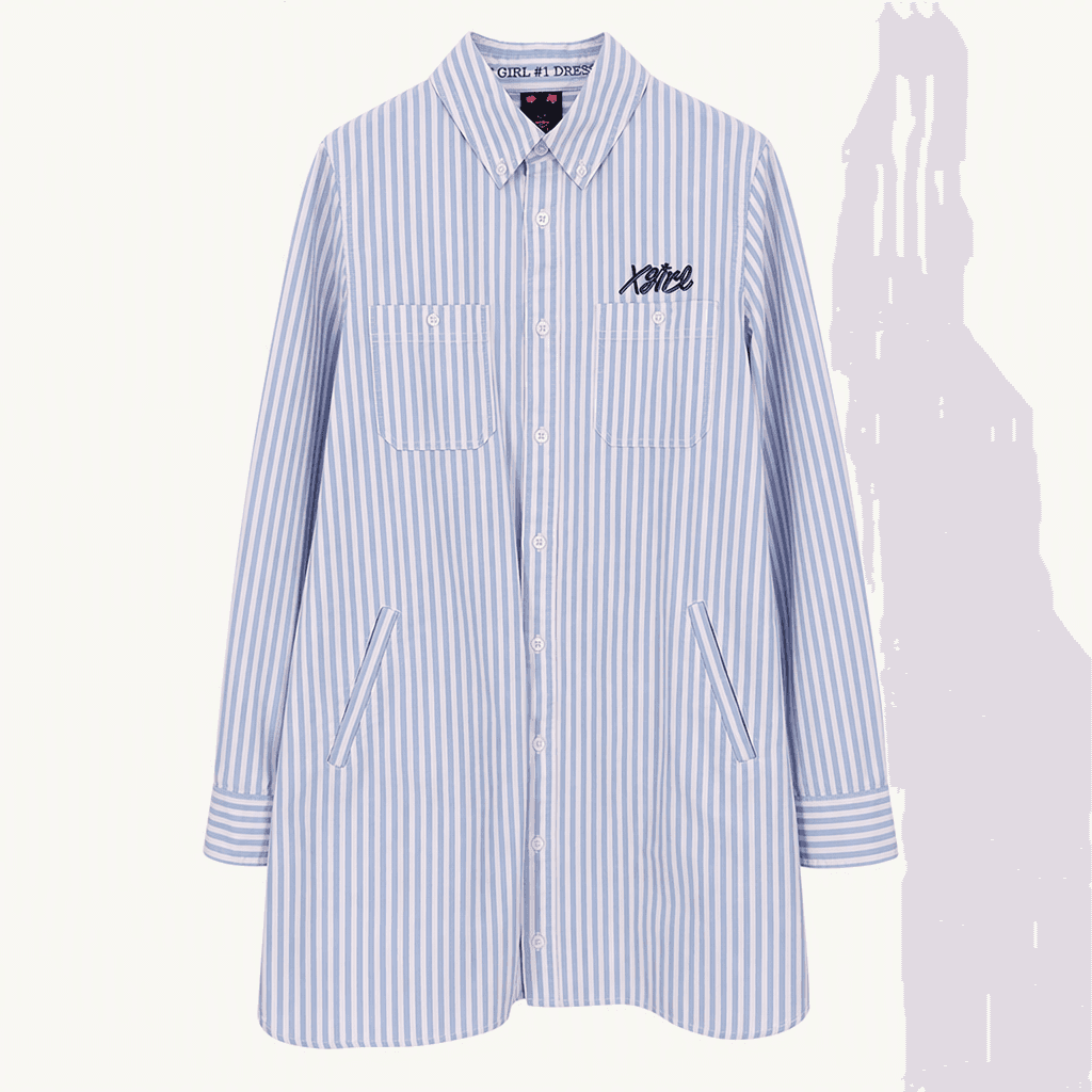 엑스걸 여성 춘추 백프린팅 긴팔 롱셔츠 핑크1 (HU44261)