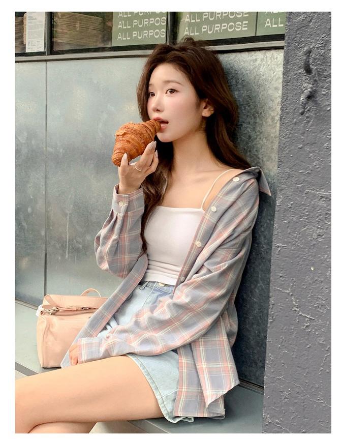 아뜨랑스 빈티지파스텔 체크 루즈핏 셔츠 5