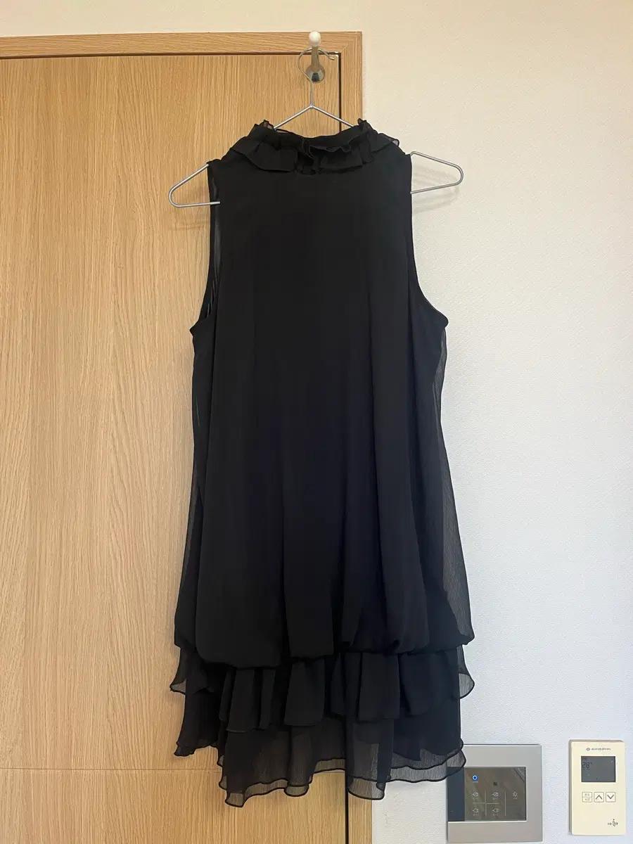 일본빈티지 쉬폰 프릴 블라우스/원피스 블랙 4
