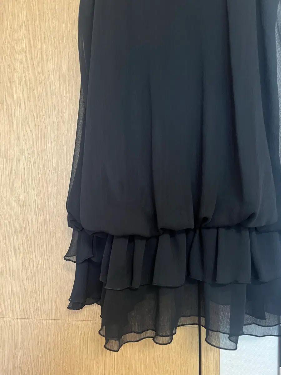 일본빈티지 쉬폰 프릴 블라우스/원피스 블랙 5