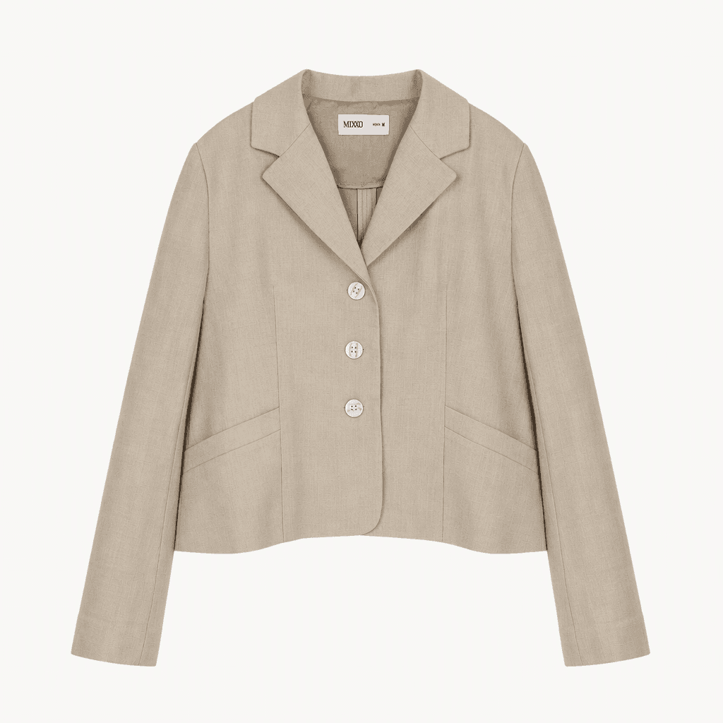 미쏘(MIXXO) 내추럴 베이지 재킷 (M / 레이온·면 혼방)