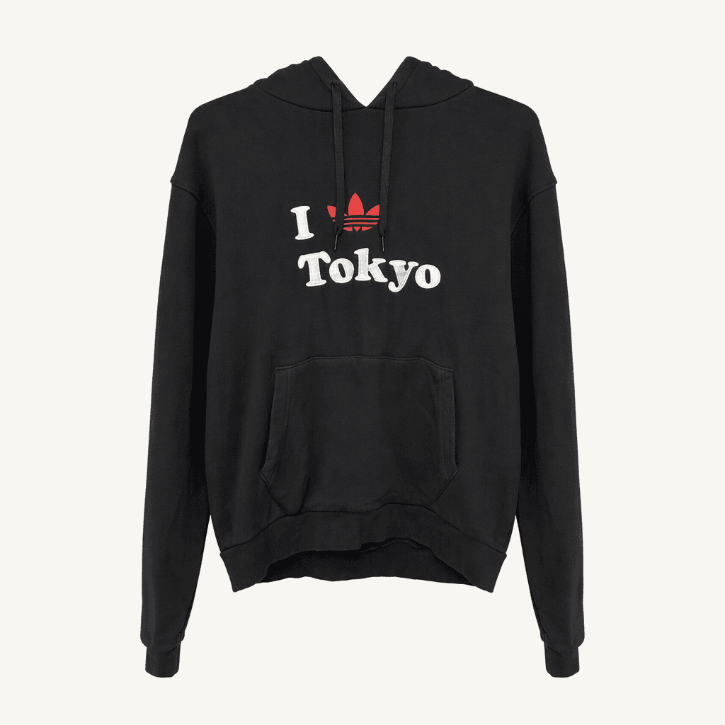 아디다스 I Love Tokyo 로고 블랙 후드티 H3456 착용컷