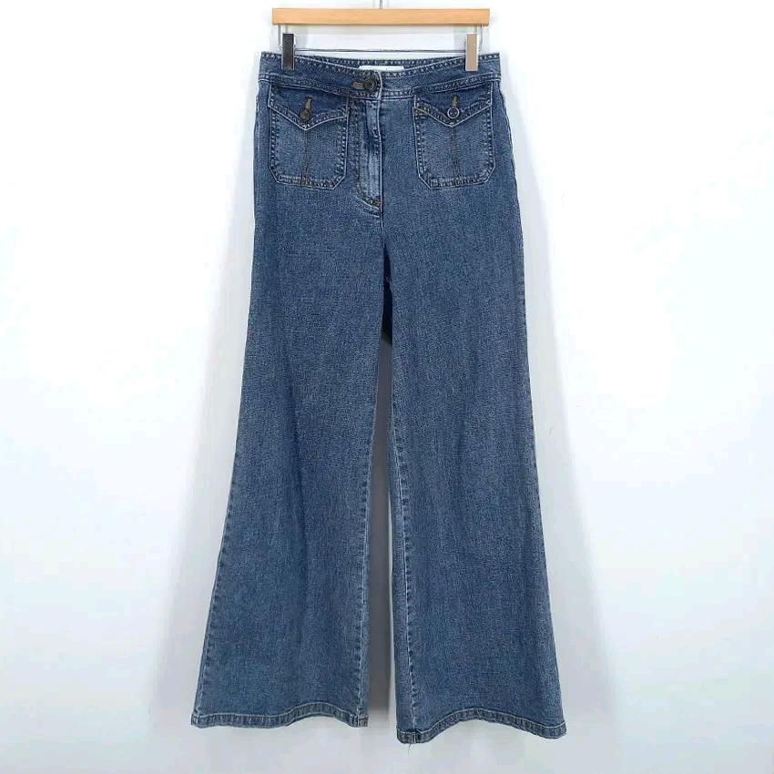 아떼 여성 춘추 나팔 스판끼 와이드 데님팬츠 중청 (HU47068) 2