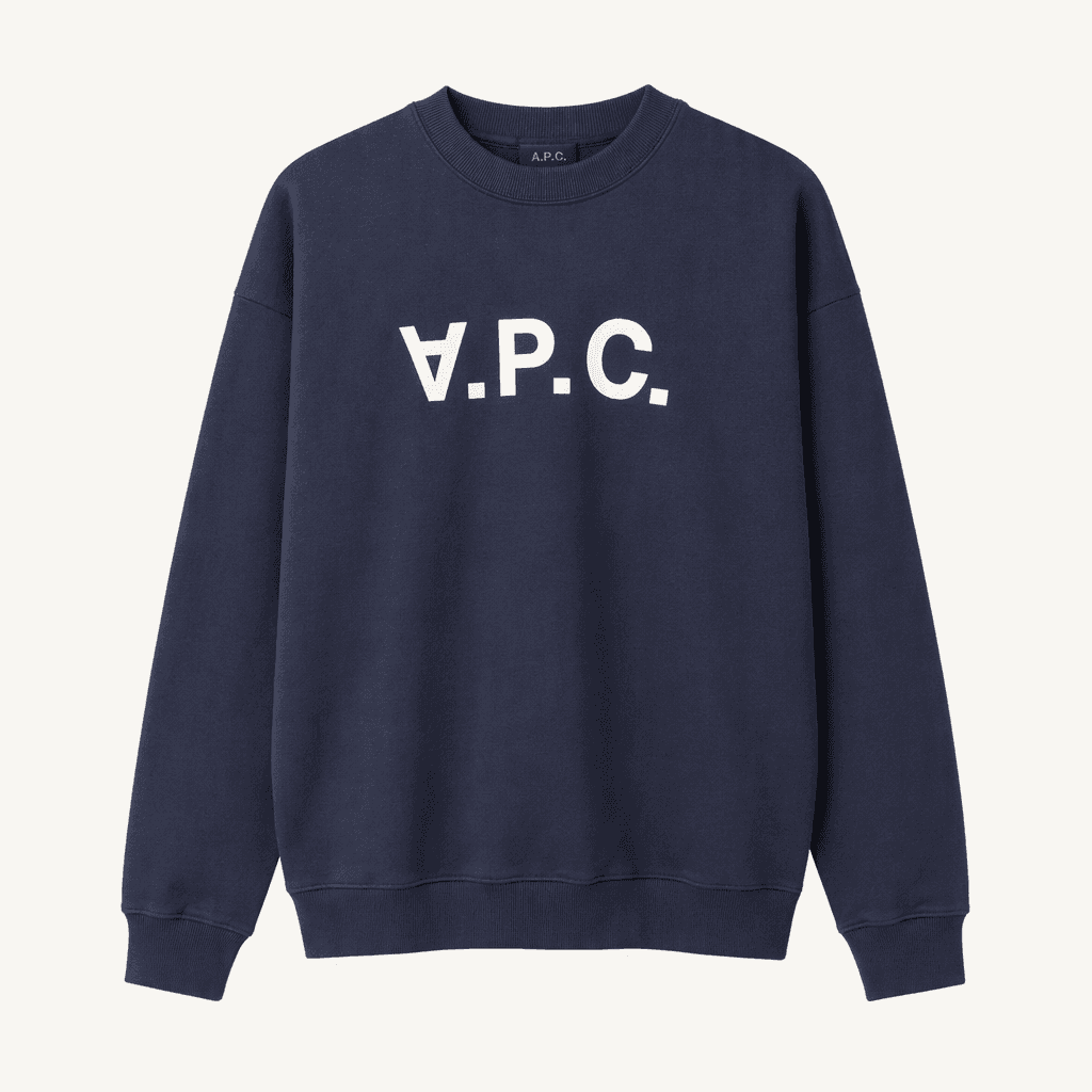 A.P.C. V.P.C. 로고 맨투맨 네이비 착용컷