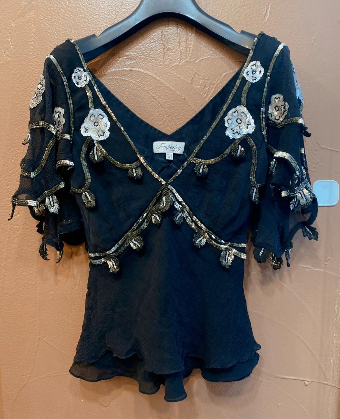 temperley londen 템퍼리 런던 매우 고져스한 시퀸 실크 탑 7