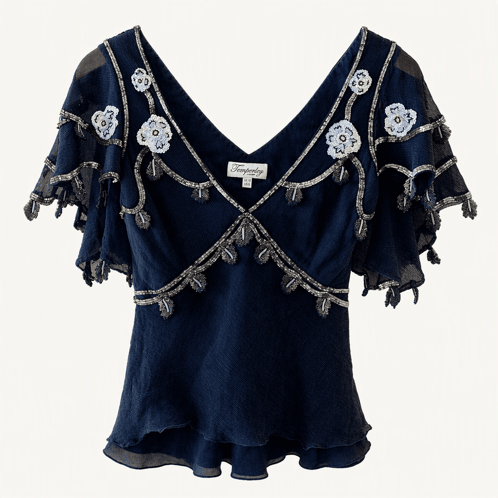 temperley londen 템퍼리 런던 매우 고져스한 시퀸 실크 탑