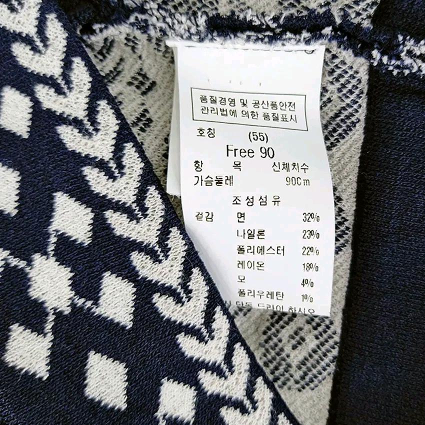 듀엘 여 춘추 배색 루즈핏 7부소매 니트집업 네이비55  44384 6