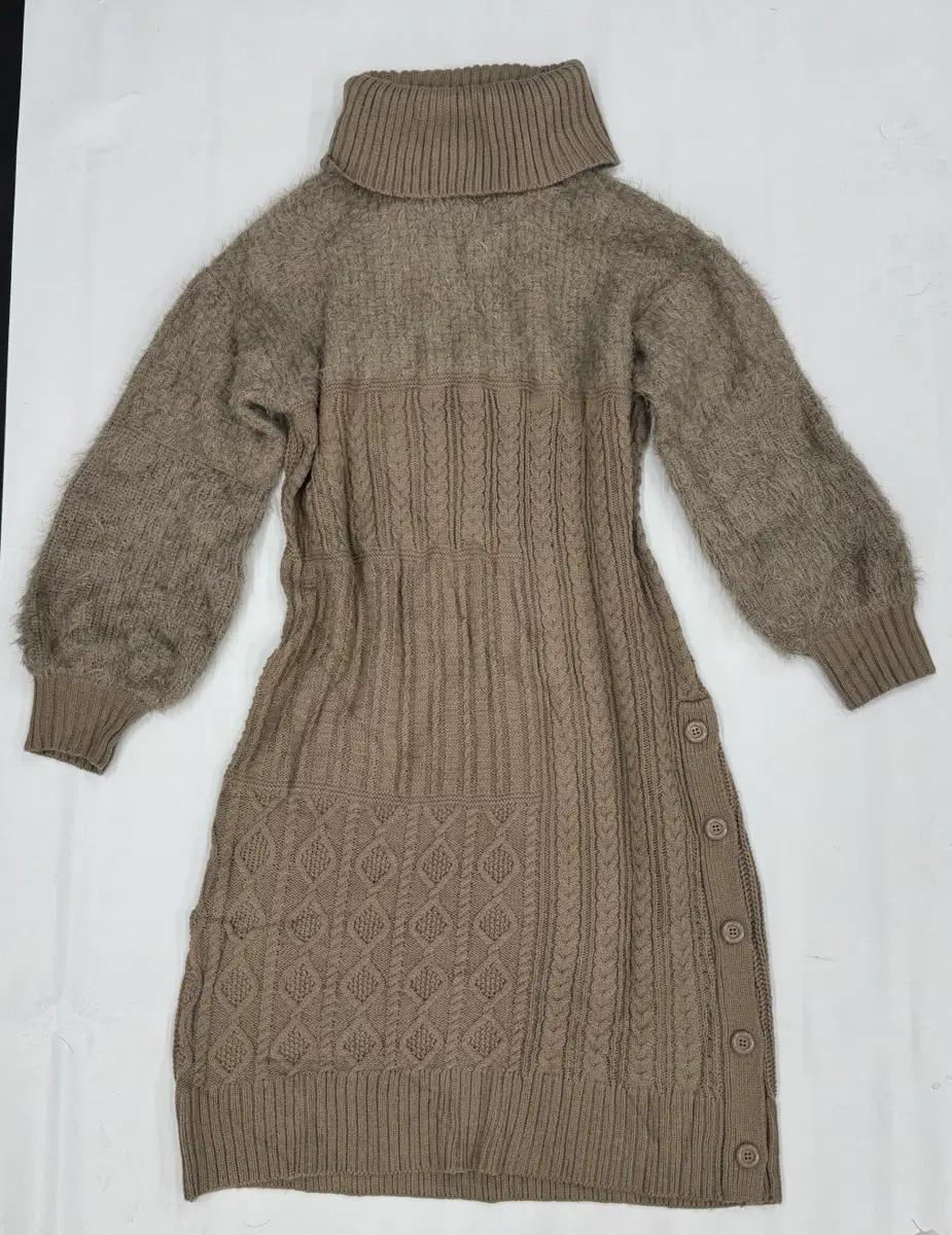 일본빈티지 시와코깔 브라운 꽈배기 러블리 라떼갸루 미디원피스 2