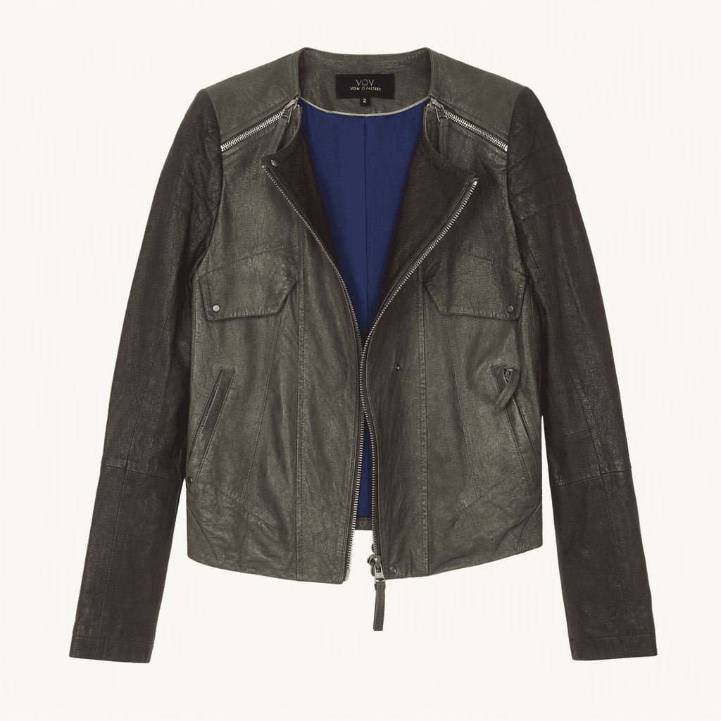 VOV 보브 투톤 양가죽 라이더 재킷
