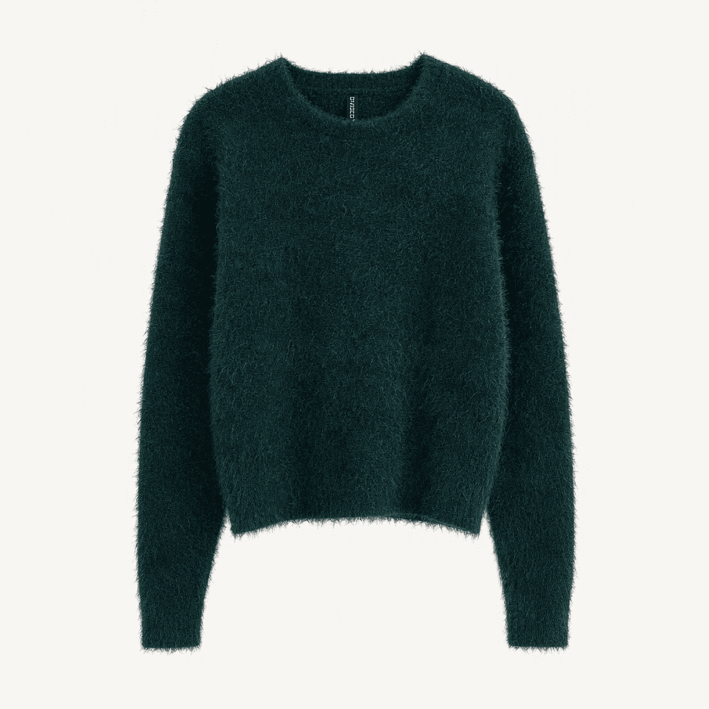 H&M DIVIDED 뽀글이 라운드 니트 딥그린