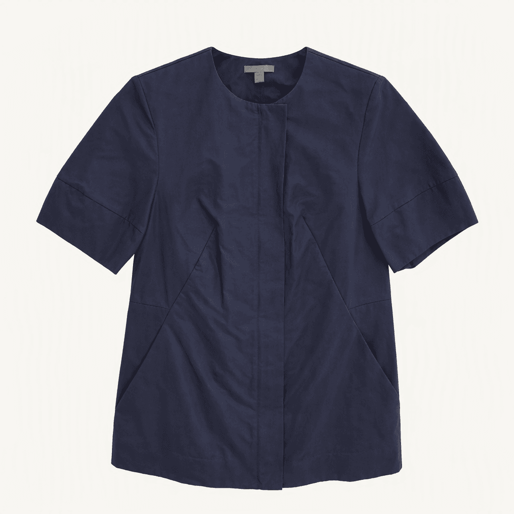 COS 코스 네이비 반팔 라운드넥 재킷 착용컷