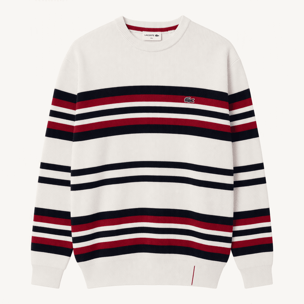  LACOSTE 라코스테 프랑스산 오가닉 코튼 보더 라인 니트 S 착용컷
