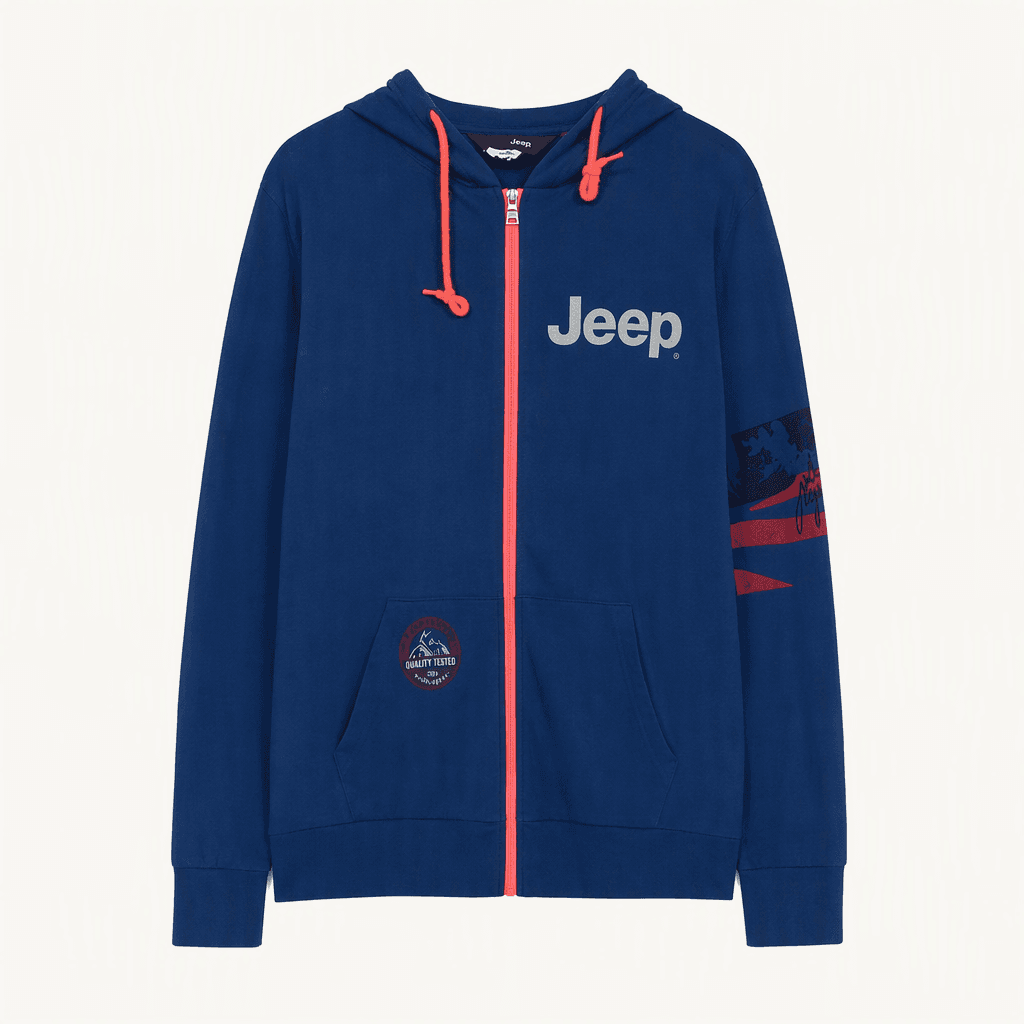 JEEP 지프 로고 포인트 후드 집업 블루 L(100) 착용컷