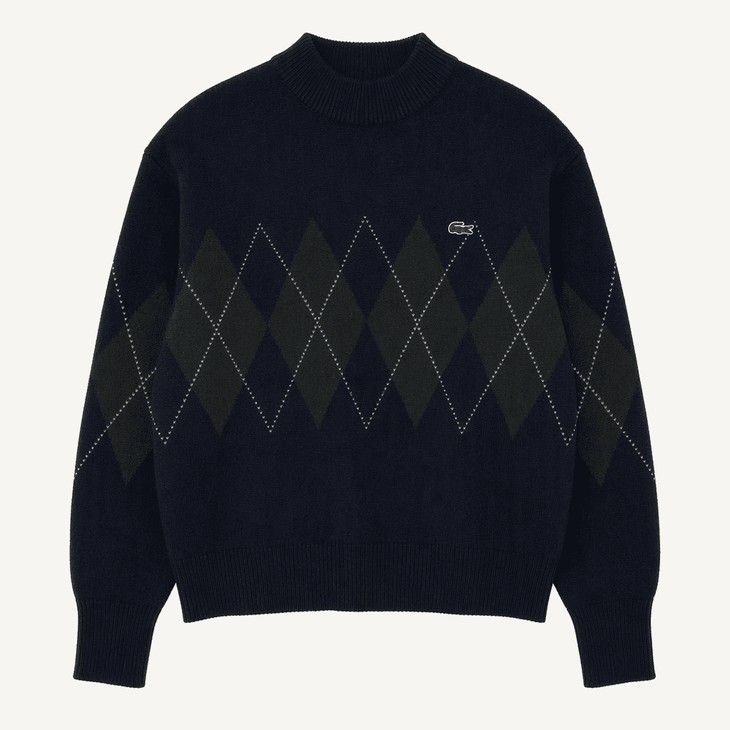 Lacoste 라코스테90s재팬 아가일 모크넥 울 니트 스웨터 착용컷