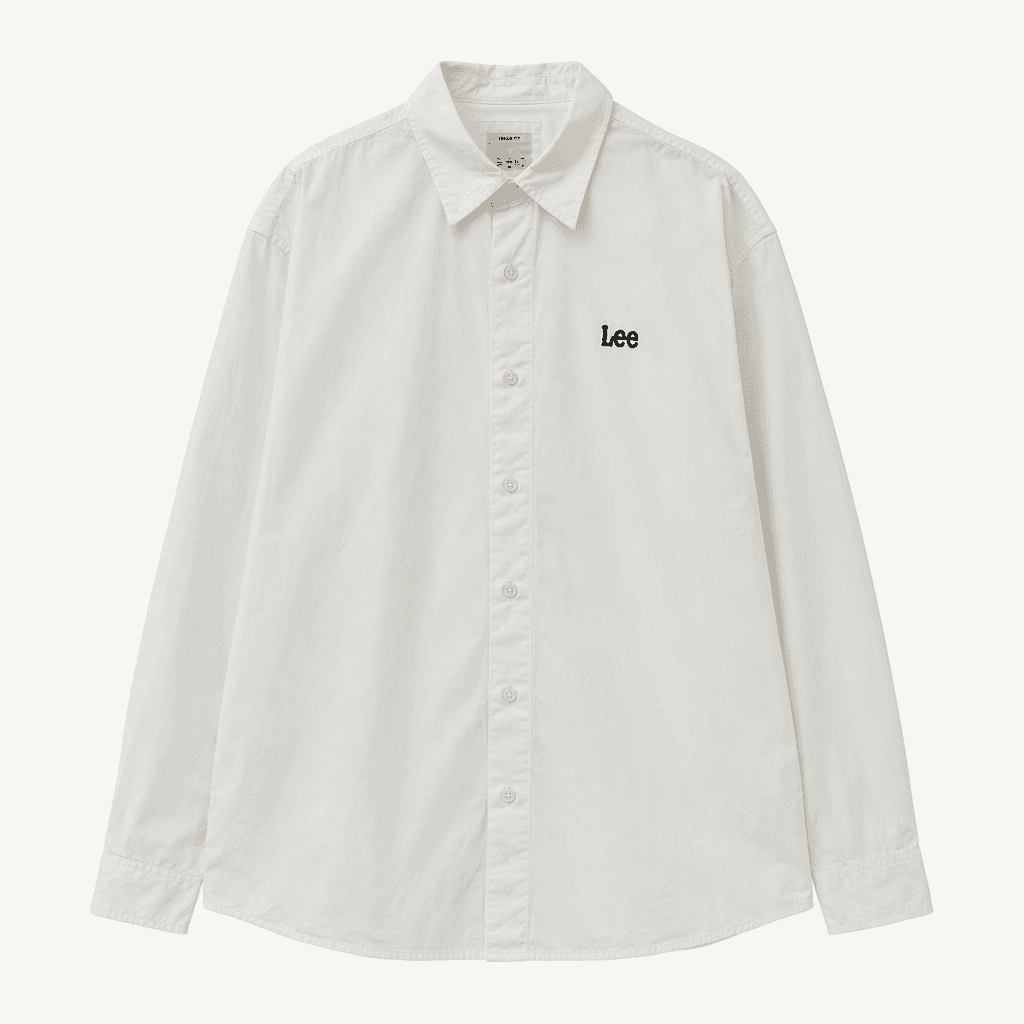 리LEE 포플린 오리진 핏 화이트 로고 셔츠Xl