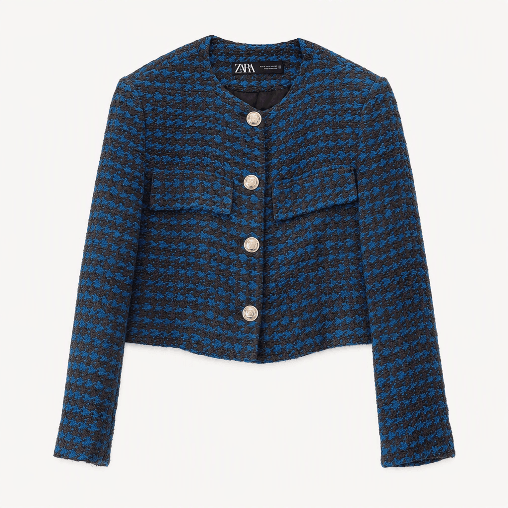ZARA 체크 트위드 크롭 재킷