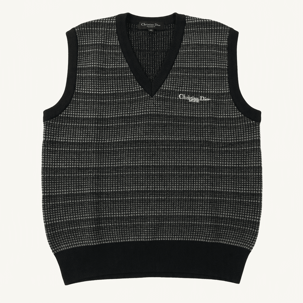 CC315 XL 크리스찬디올 90s 모노엠보 블랙차콜 니트 조끼 베스트 착용컷