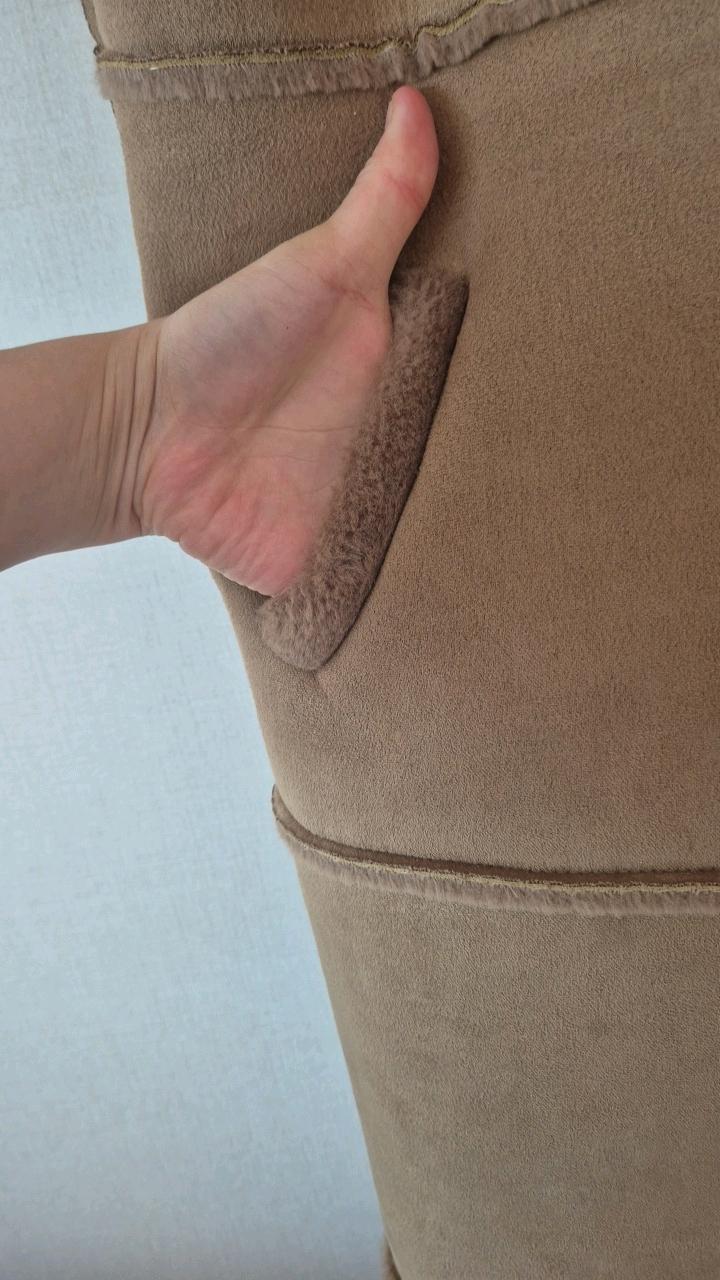 롱 무스탕st 조끼 베스트 브라운 5