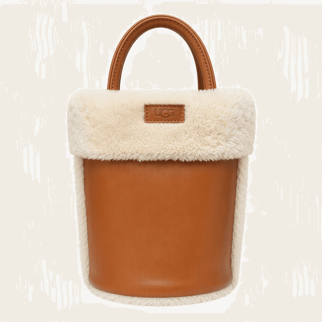 어그 UGG 인조가죽 퍼 트리밍 버킷백 브라운