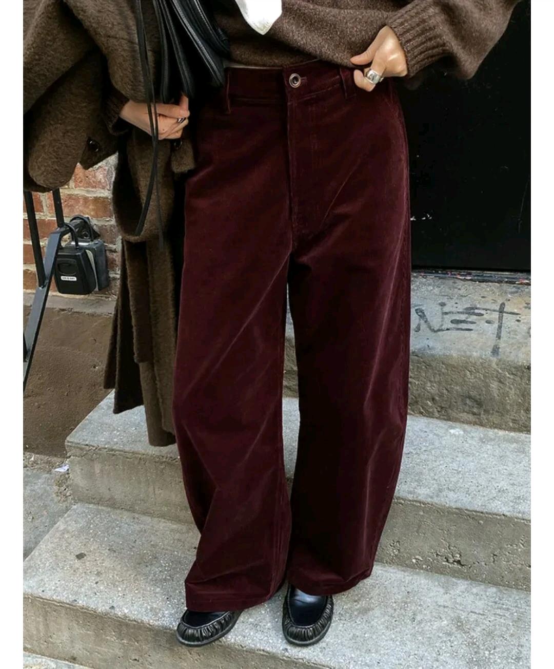 킨다베이지 토니 코듀로이 커브드 비조 팬츠_버건디 숏 L 4
