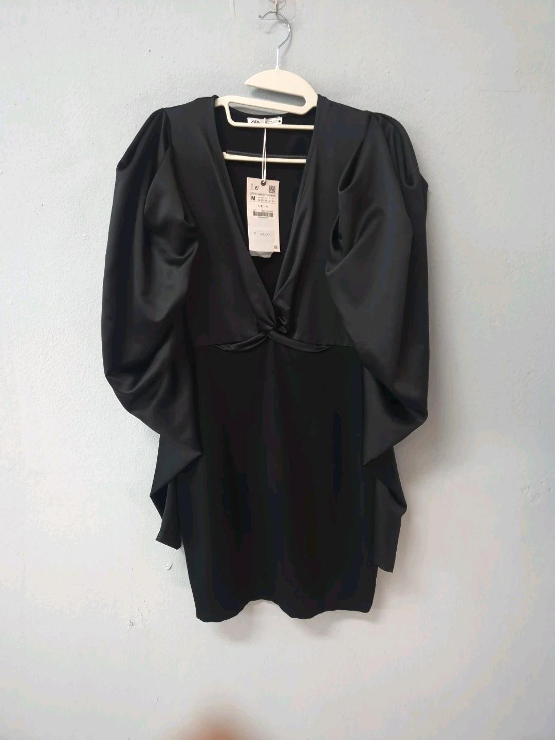 ZARA 블랙 퍼프 소매 미니 원피스 M 2