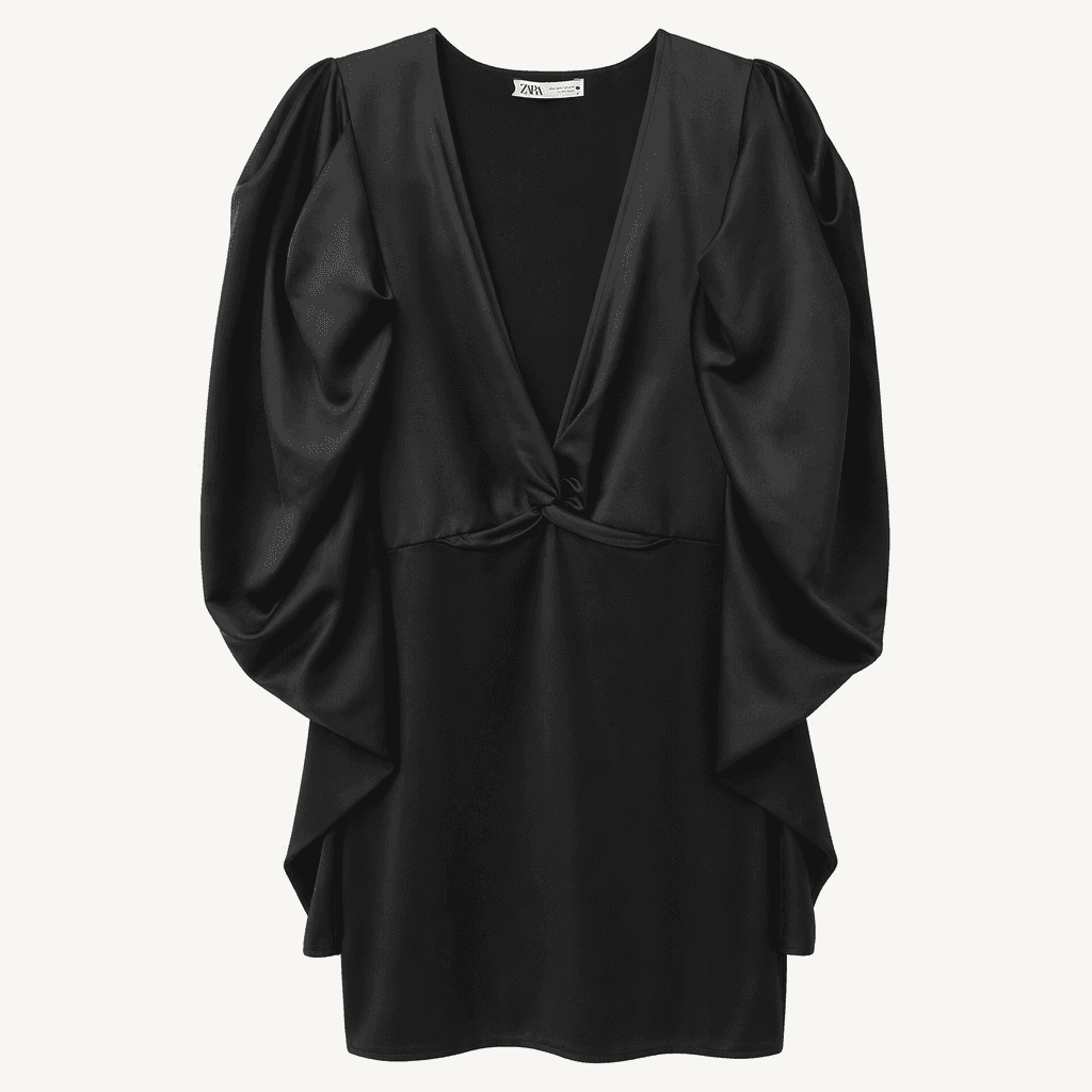 ZARA 블랙 퍼프 소매 미니 원피스 M