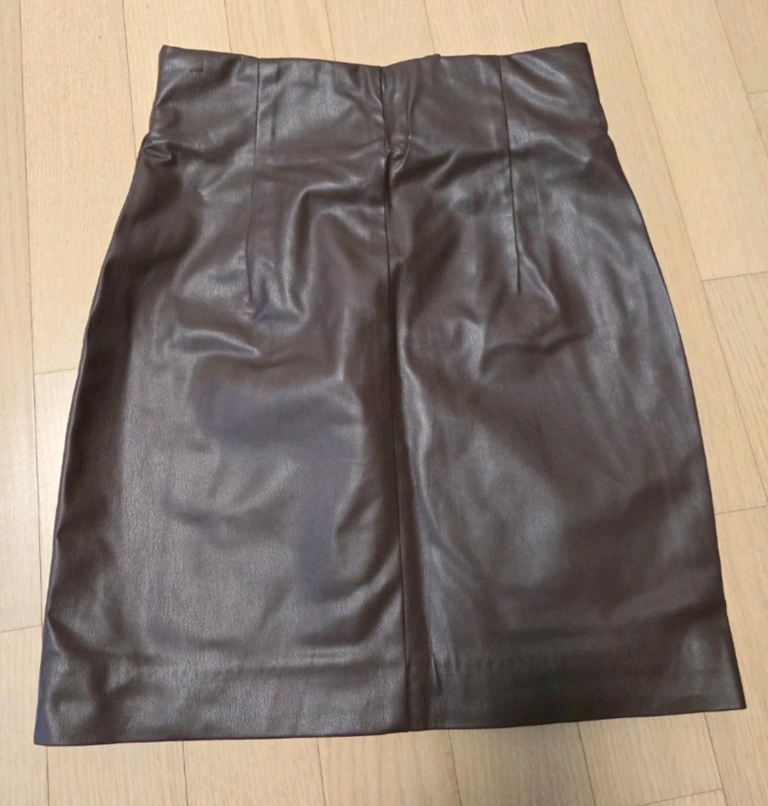 H&M 레더 가죽 미니 스커트 버건디 xs 6