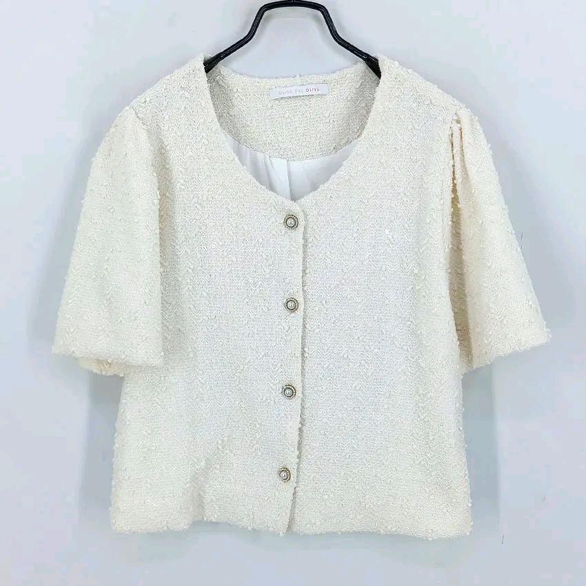 올리브데올리브 여성 춘추 반팔숏자켓 아이보리91 (HU47128) 2
