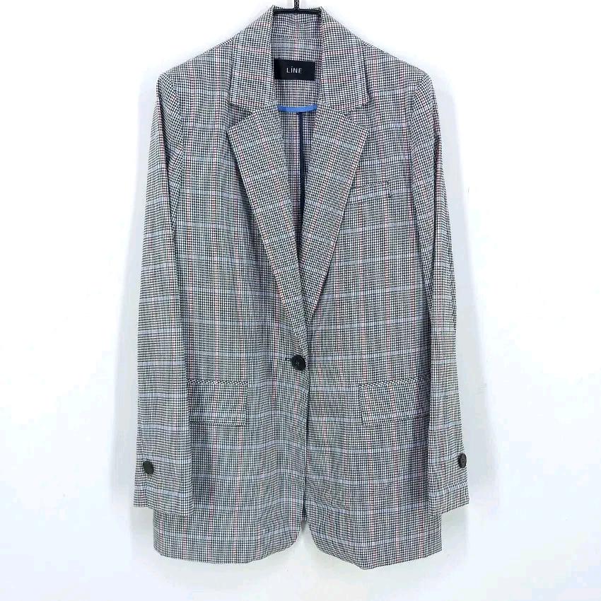 라인 여성 춘하 약스판 마혼방 체크자켓 그레이66 (HU47147) 2