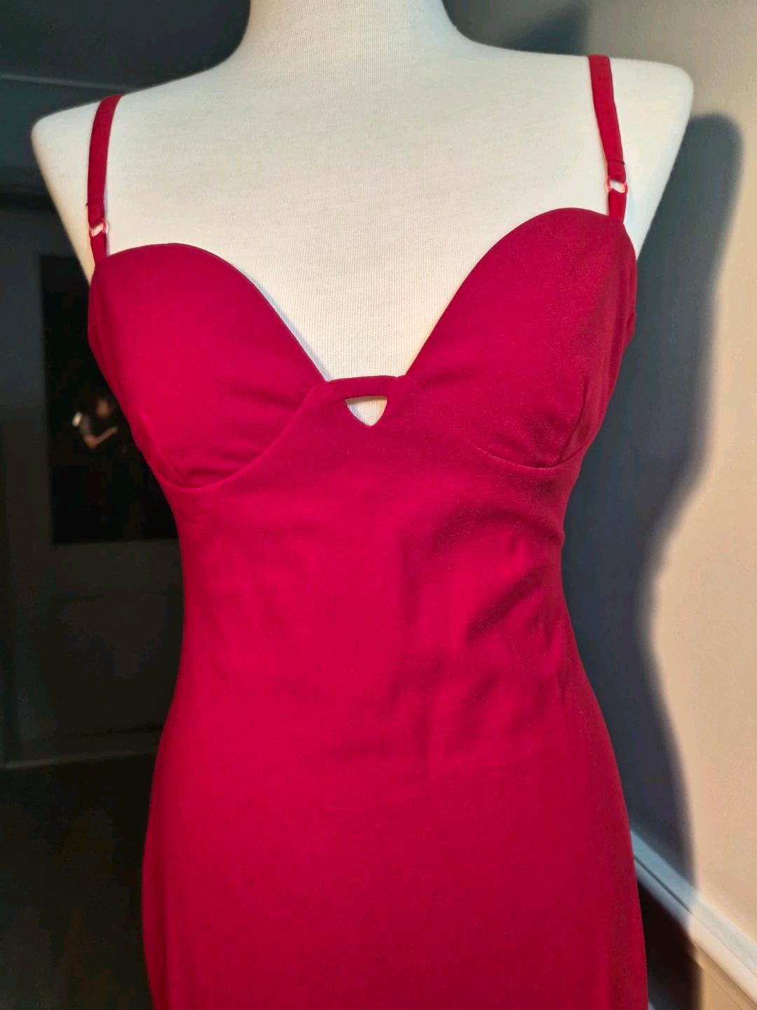 ZARA 레드 하트넥 롱 원피스 M 5