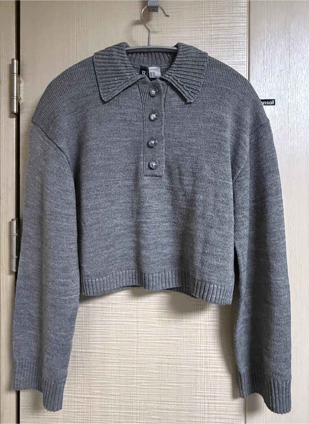 H&M 그레이 카라 크롭 니트 2