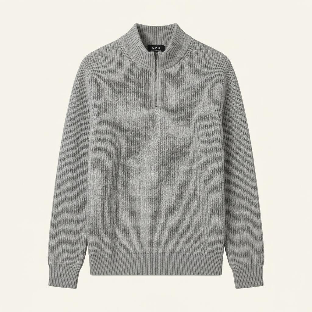 A.P.C. 아페쎄 남성 ALEX 하프집업 니트 XL 착용컷