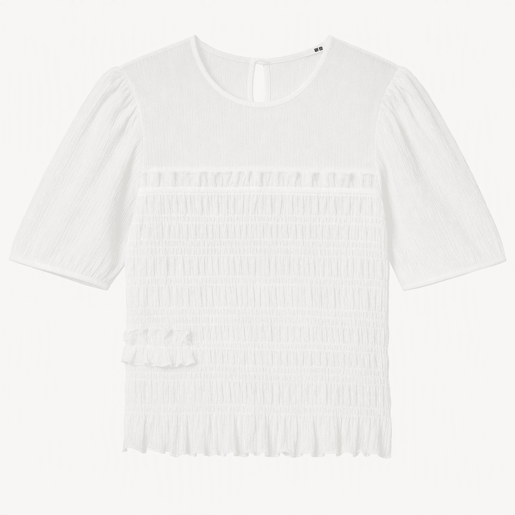 유니클로 세실리에 반센 반팔 블라우스 화이트 S