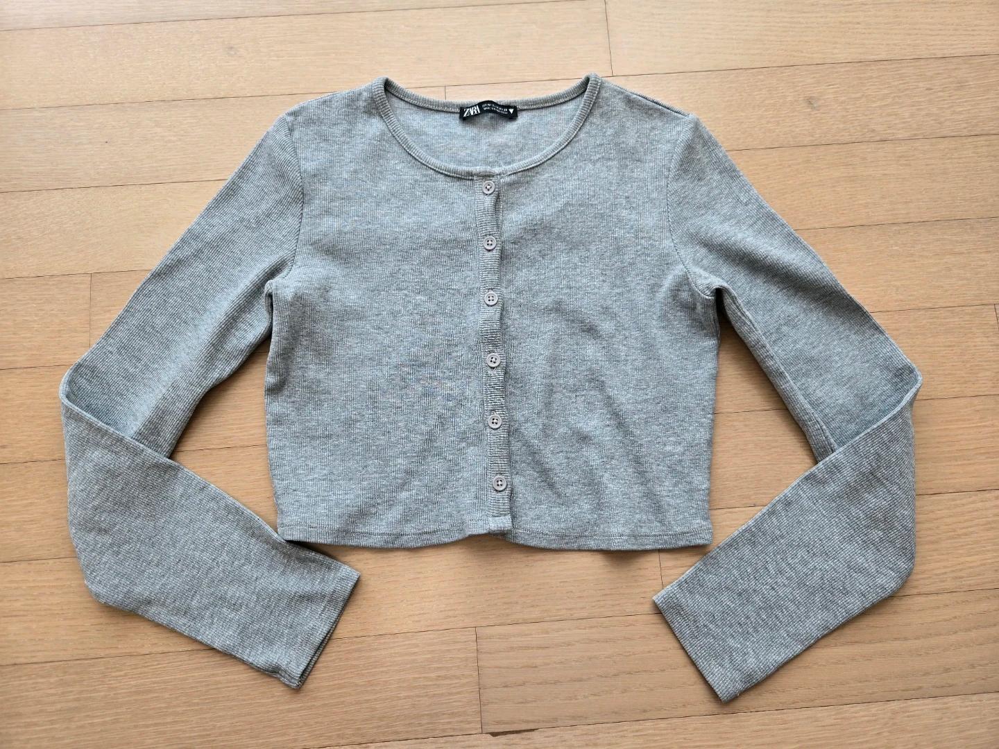 ZARA 자라 그레이 골지 크롭 가디건 4