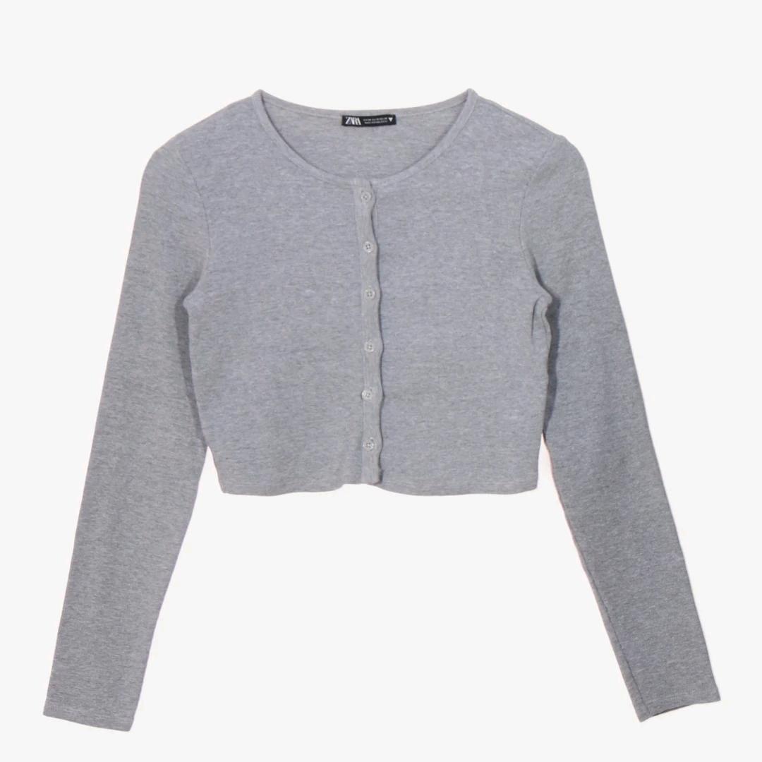ZARA 자라 그레이 골지 크롭 가디건 2