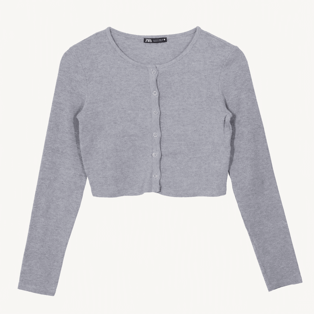 ZARA 자라 그레이 골지 크롭 가디건