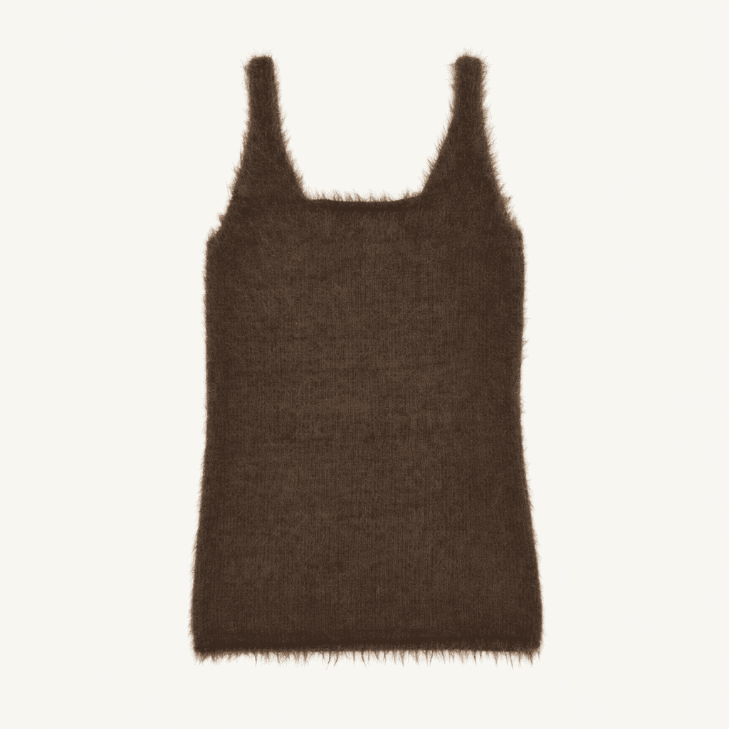 아모멘토 shaggy knit dress brown 베스트원피스