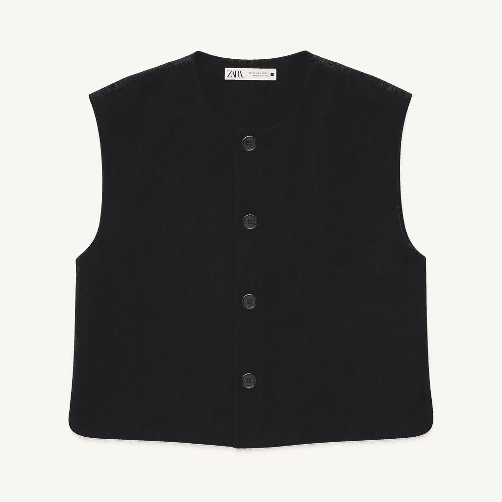 ZARA 자라 베이직 노카라 정장 조끼 블랙 M