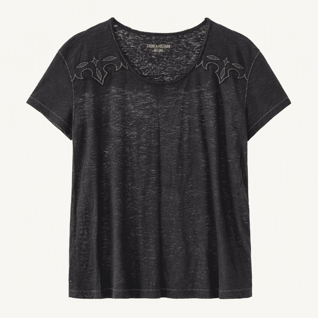 ZADIG&VOLTAIRE 블랙 린넨 혼방 티셔츠 M