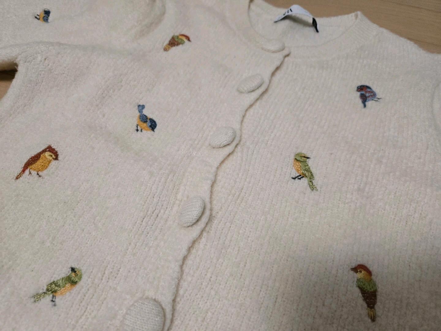 ZARA 자라 자수 아이보리 퍼프 가디건 S 4