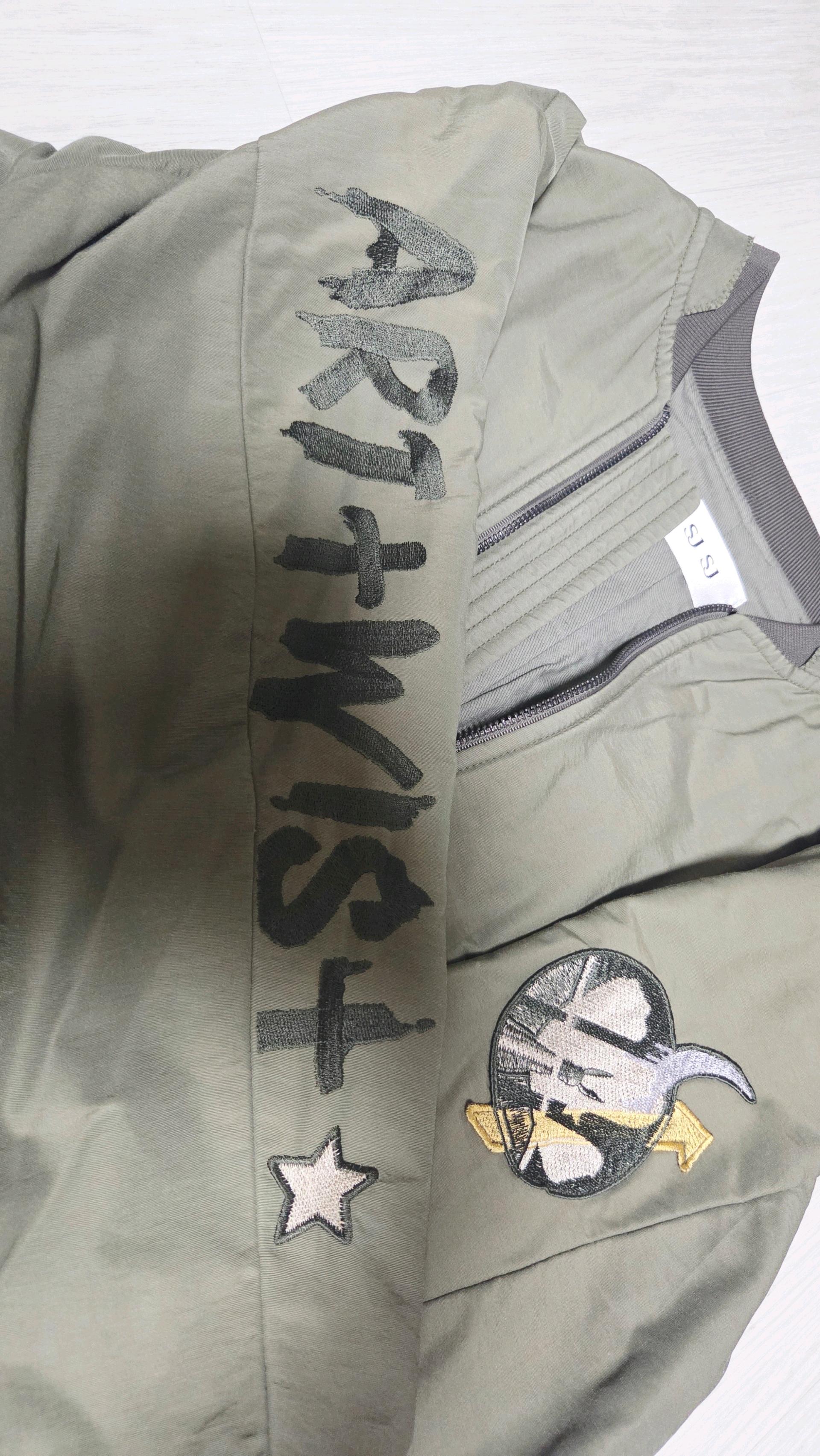 SJ SJ 레터링 포인트 항공점퍼 카키 5