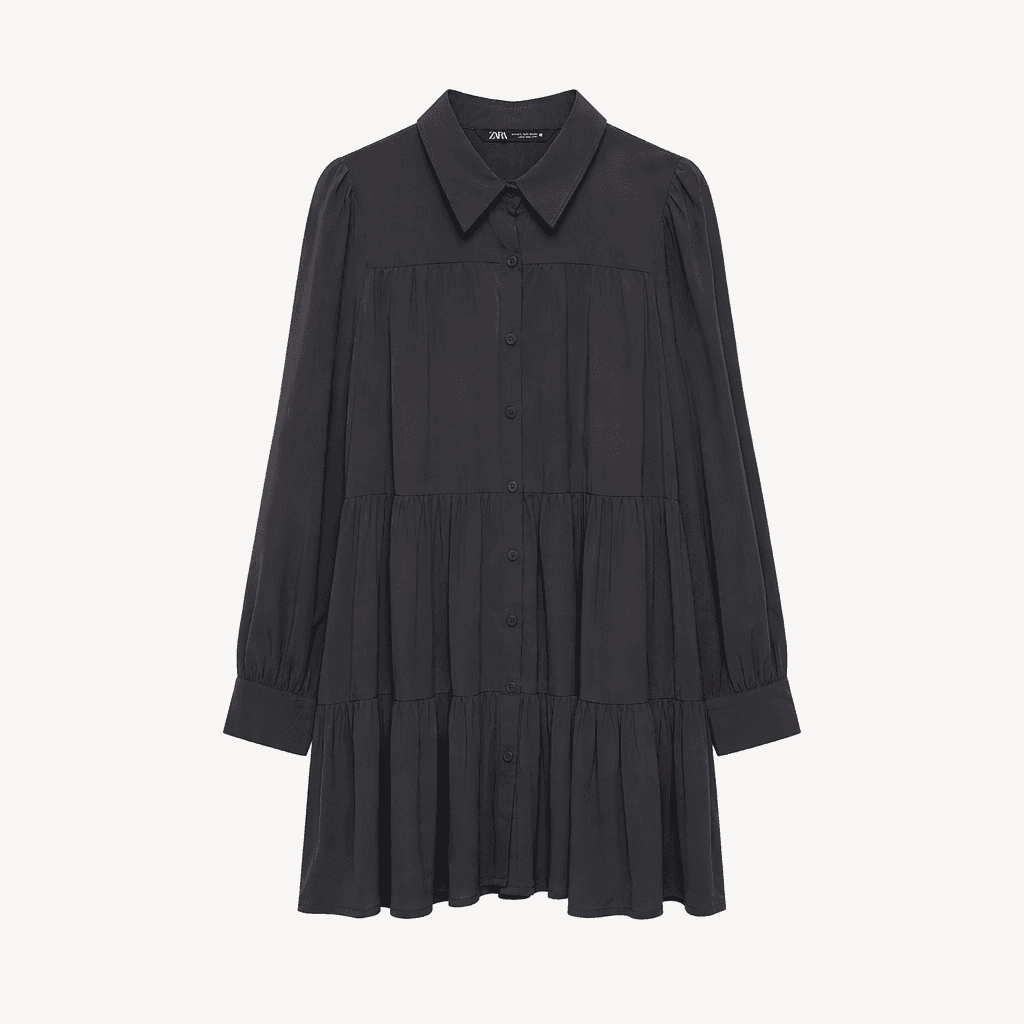 ZARA 자라 플리츠 셔츠형 미니 원피스