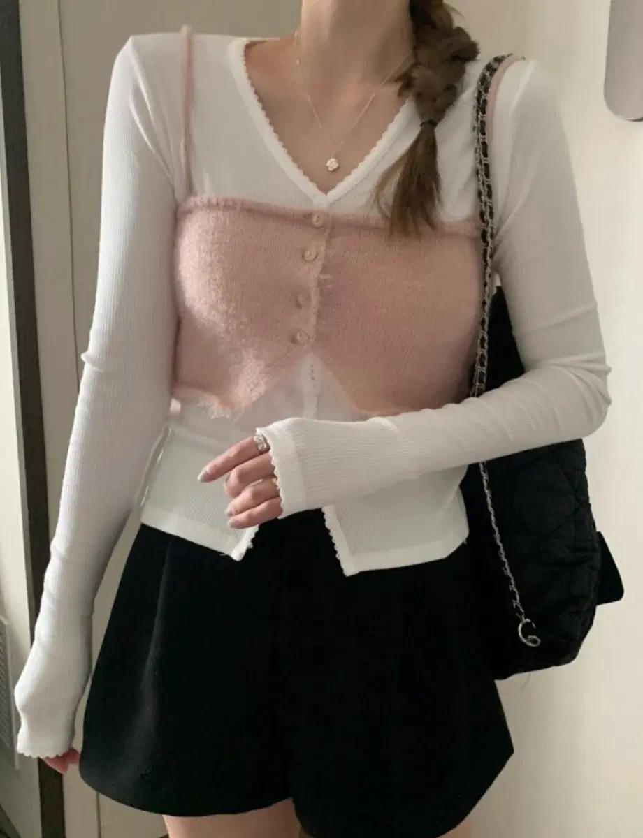멜라운지 골지 브이넥 가디건 아이보리 새상품 2