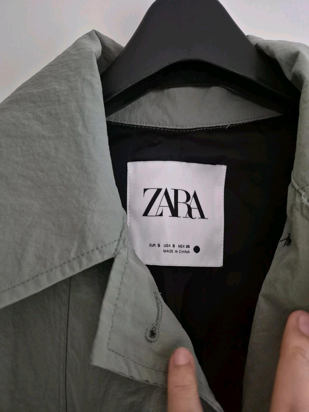 [S/오버핏] 자라(ZARA) 후드 탈부착 롱 야상 점퍼 (세이지 그린/카키) 8