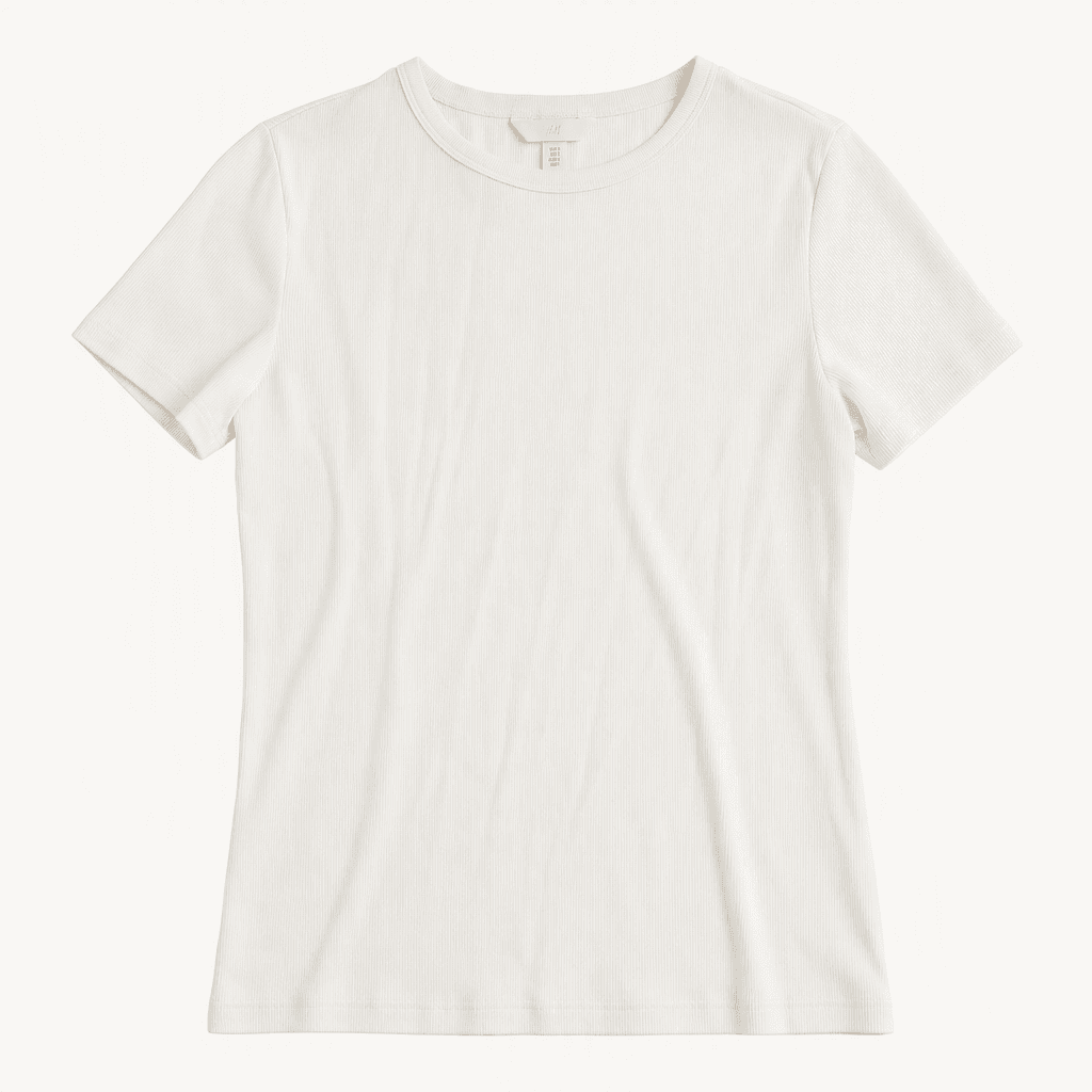 H&M 골지 반팔 티셔츠 화이트